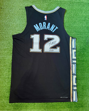 Ja Morant Memphis Grizzlies Autographed Jersey #12 Nike ADV Authentic Blue Size 48 (L) NBA