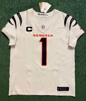 Ja'Marr Chase Cincinnati Bengals Jersey #1 Nike Vapor Fuse Elite White Size 44 (L) NFL