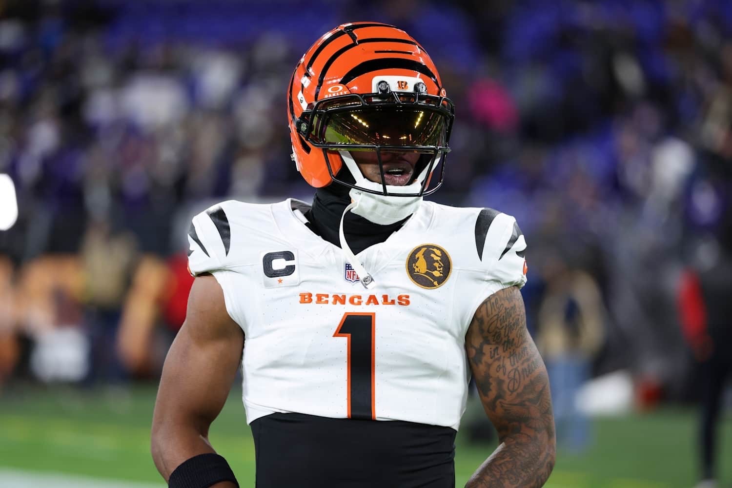 Ja'Marr Chase Cincinnati Bengals Jersey #1 Nike Vapor Fuse Elite White Size 44 (L) NFL