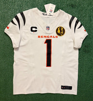 Ja'Marr Chase Cincinnati Bengals Jersey #1 Nike Vapor Fuse Elite White Size 44 (L) NFL