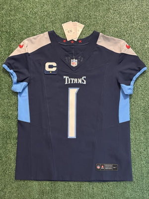 Cam Ward Tennessee Titans Jersey #1 Nike Vapor Fuse Elite Blue Size 44 (L) NFL