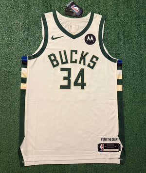 Giannis Antetokounmpo Milwaukee Bucks Jersey #34 Nike Vaporknit Authentic White Size 48 (Large) NBA