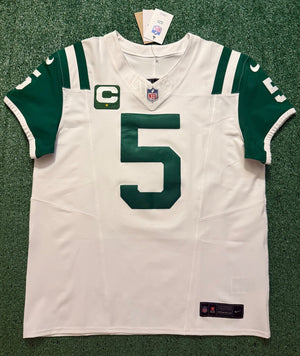 Garrett Wilson New York Jets Jersey #5 Nike Vapor Fuse Elite White Size 44 (L) NFL