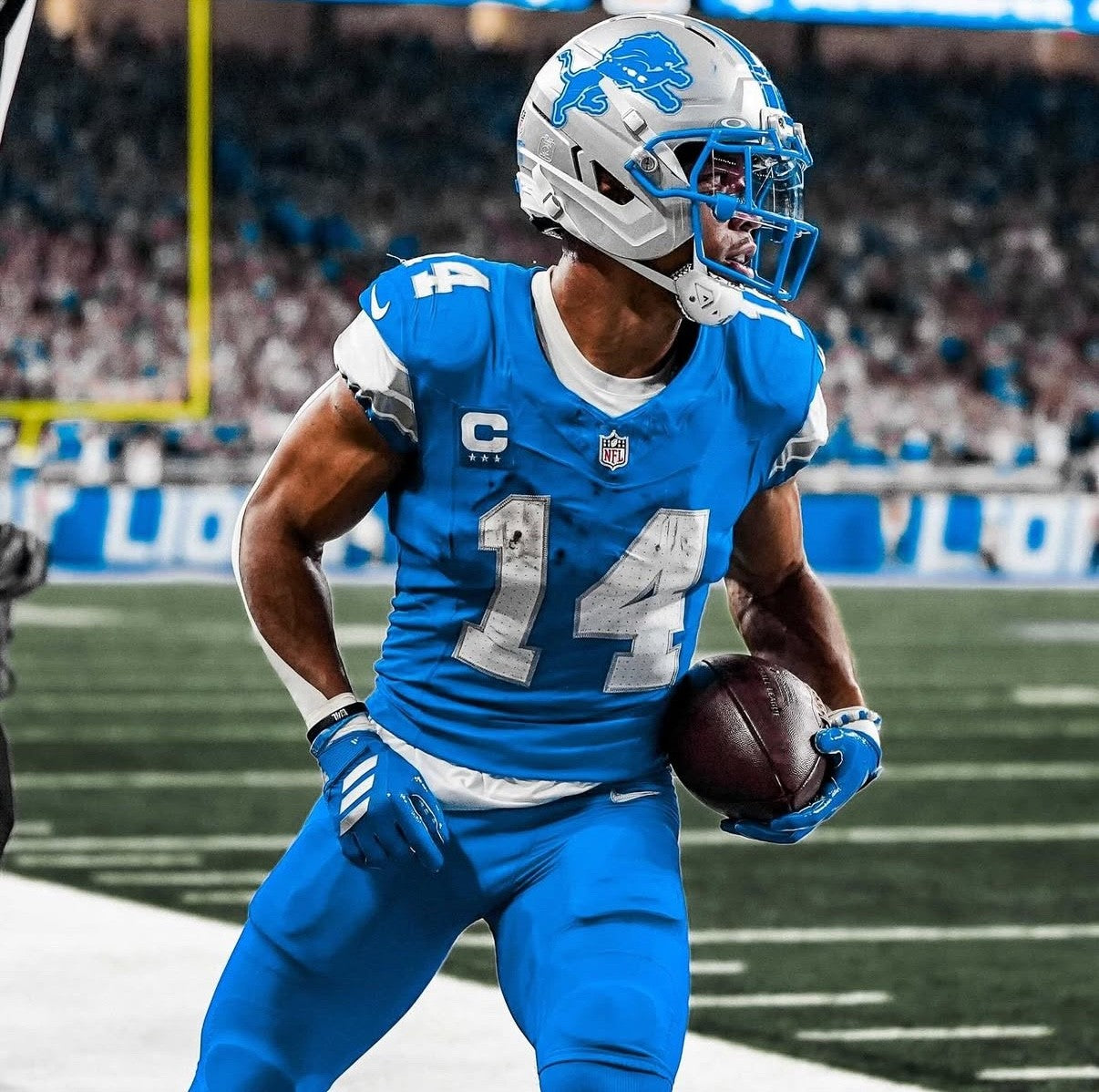 Amon Ra St Brown Detroit Lions Jersey #14 Nike Vapor FUSE Elite Blue Size 48 (XL) NFL