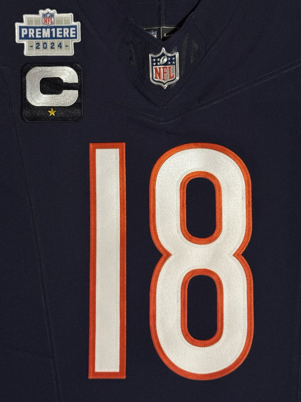 Caleb Williams Chicago Bears Jersey #18 Nike Vapor FUSE Elite Navy Size 44 (Large) NFL
